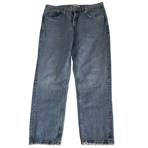 Zara Stone Wash Button Fly Jeans High Rise Straight Leg Women's 34 | Blue | EUC - Picture 1 of 11